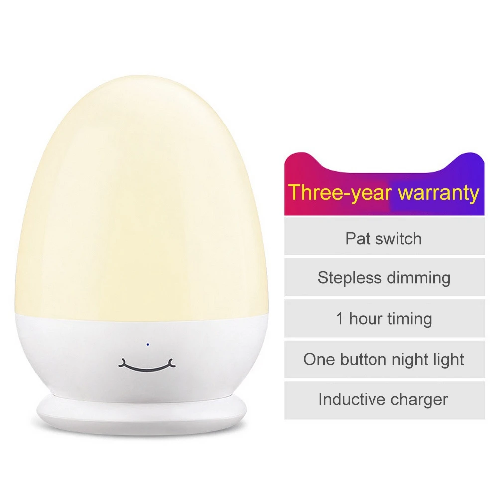 Quarto com Plug-poupança de Energia do Diodo Emissor de Luz Lâmpada do Sono do Bebê Ovo de Luz da Noite do Sensor de Toque Luz da Noite Interruptor Suave Crianças Criativo 2 Luzes noturnas