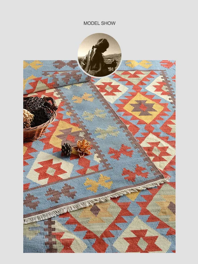 Flash Deal Kilim 100% wool handmade Carpet geometric Indian Rug plaid striped Modern contemporary tapestry mat design Bohemian Nordic style 11
