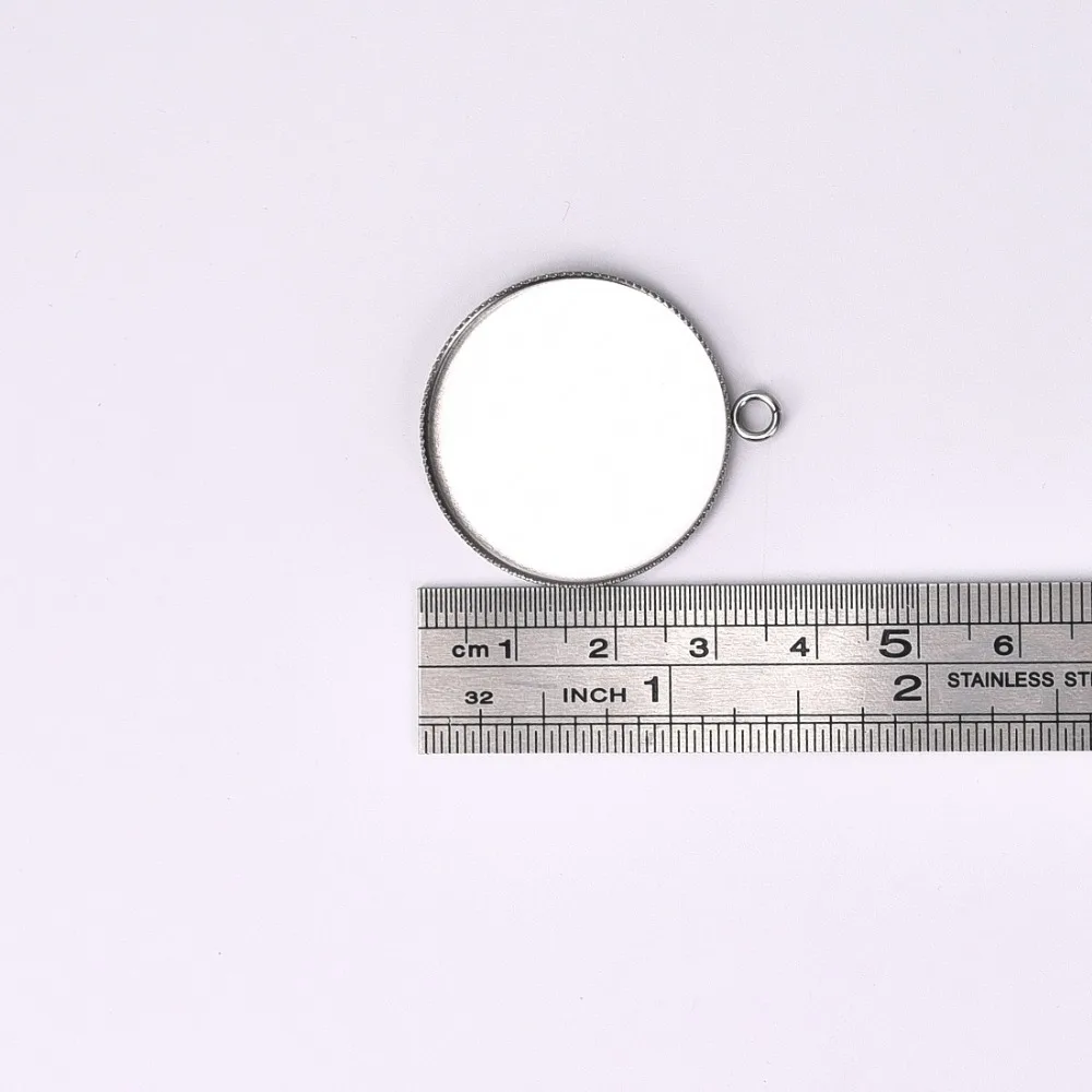 Stainless Steel Pendant Cabochon Setting Serrated Flat Round 30mm Bezel (4)
