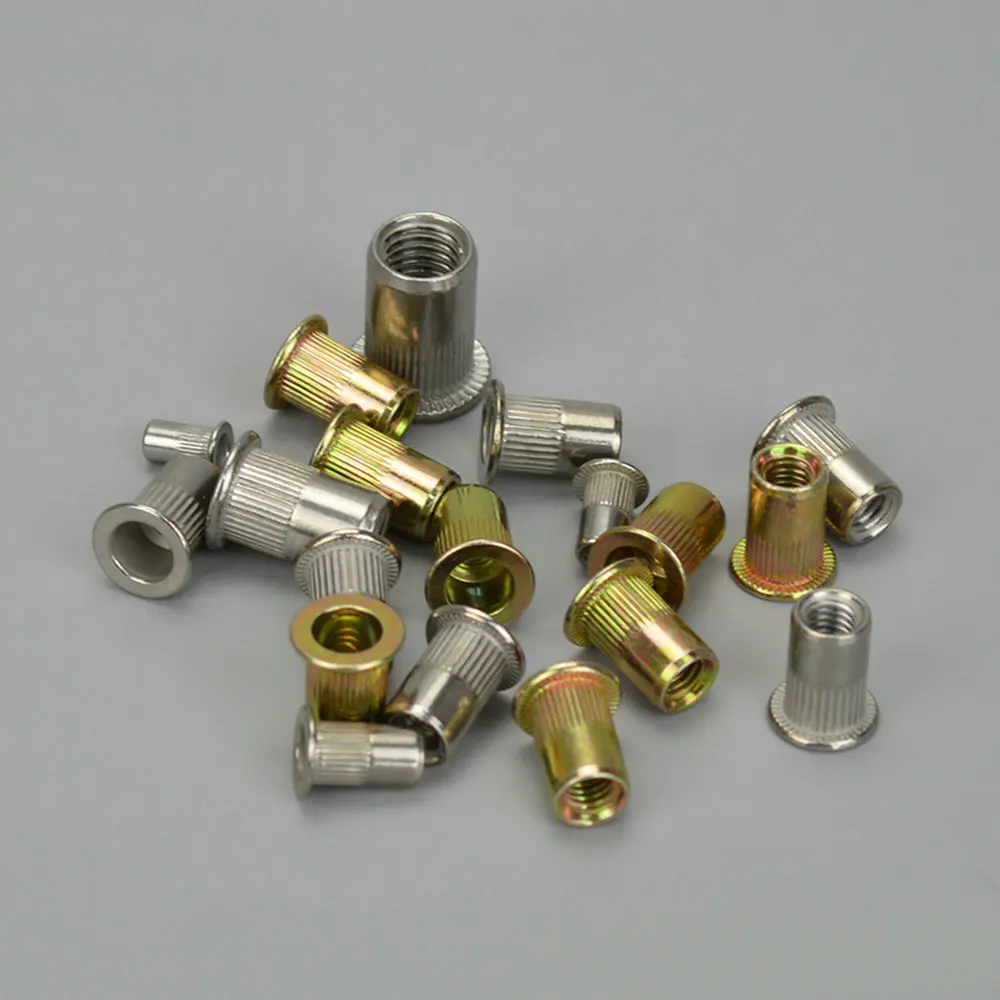 30Pcs Zinc Plated Carbon Steel Knurled Nuts Rivet Nut Flat Head Threaded Insert Nutsert Cap | Обустройство дома