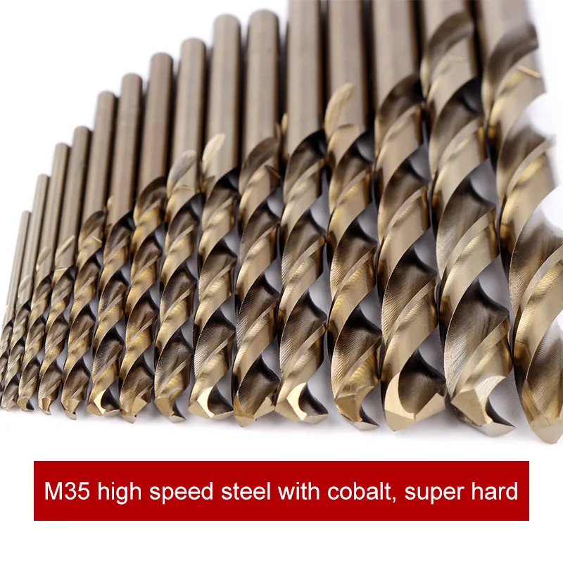 15pcs Cobalt Drill Bits For Metal Wood Working M35 HSS Co Steel