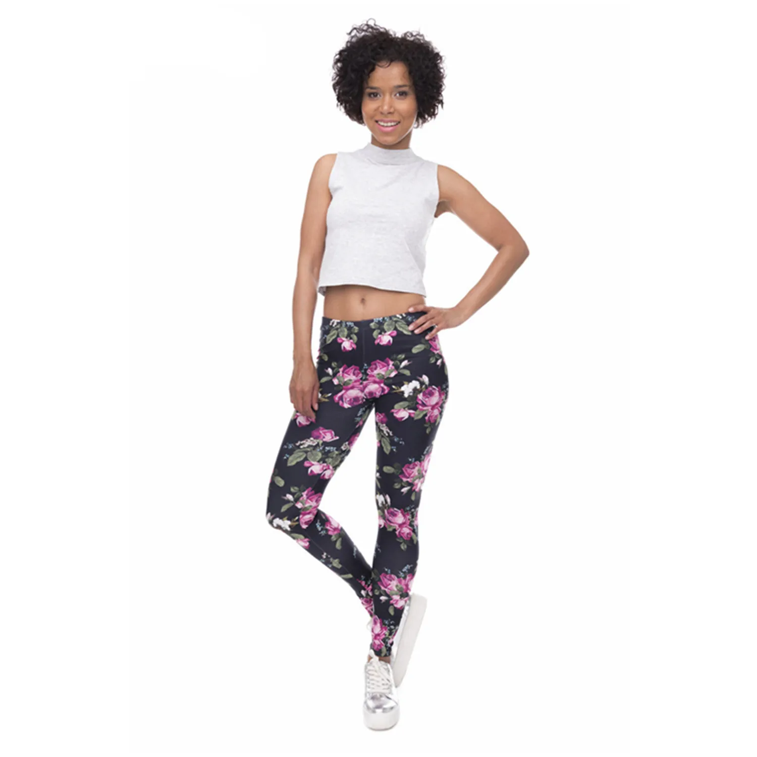 Roses Print Sporting Leggings Sexy Women Fitness High Elastic Skinny Pants Fashion Clothing For Women Push Up Workout Leggings Leggings
