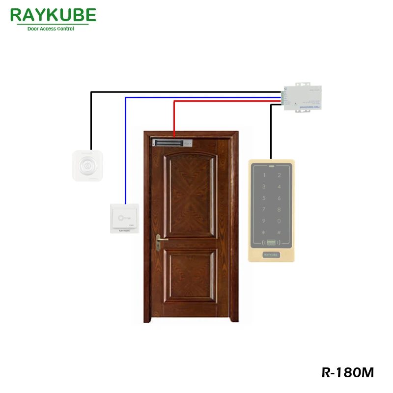 RAYKUBE Электрический магнитный дверной замок 180 кг 390LB для система контроля допуска к двери R-180M