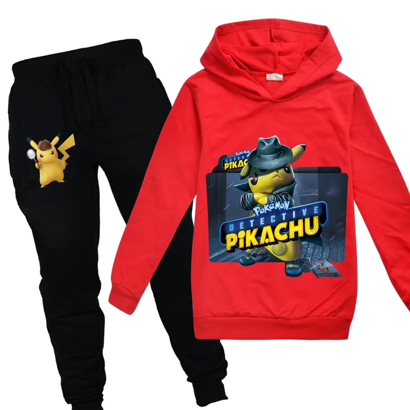 POKEMON GO Detective Pikachu/детская одежда для мальчиков и девочек осенний Свитшот комплект