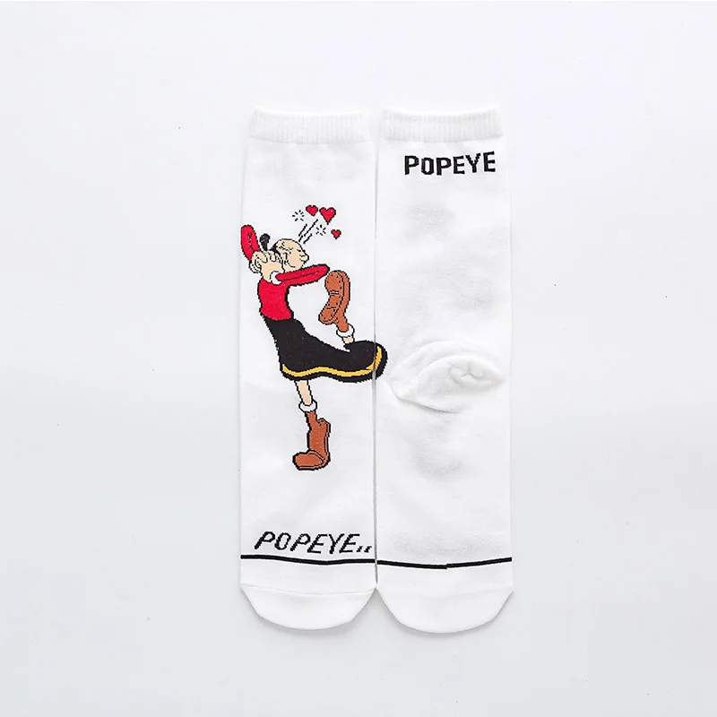 Fashion Cartoon Character Cute Short Socks Women Harajuku Cute Spinach Popeye Pattern Ankle Socks Hipster Skate Ankle Funny Sock - Цвет: 5