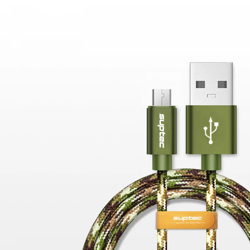 SUPTEC Micro USB кабель, 2.5A Быстрая зарядка и синхронизация данных кабели зарядного устройства универсальный для samsung Xiaomi huawei zte Android мобильный телефон - Цвет: Amy green