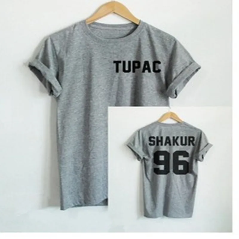 

TUPAC SHAKUR 96 Letters Print 2018 Women Harajuku Hipster T shirt Summer Fashion Short sleeve Funny Tops Tees Black White Casual
