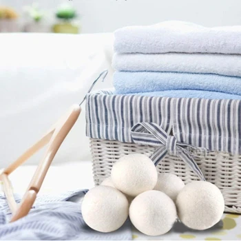 

6Pcs/Pack Laundry Clean Ball Reusable Natural Organic Laundry Fabric Softener Ball Premium Organic Wool House Dryer Balls J24