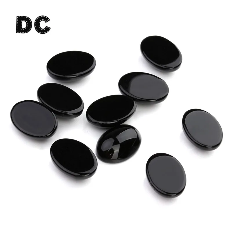 10pcs 천연 석재 타원형 플랫 백 10x14/13x18/18x25mm 녹색 옥 공작석 검은 마노 사암 카보 숑 DIY 쥬얼리 만들기위한