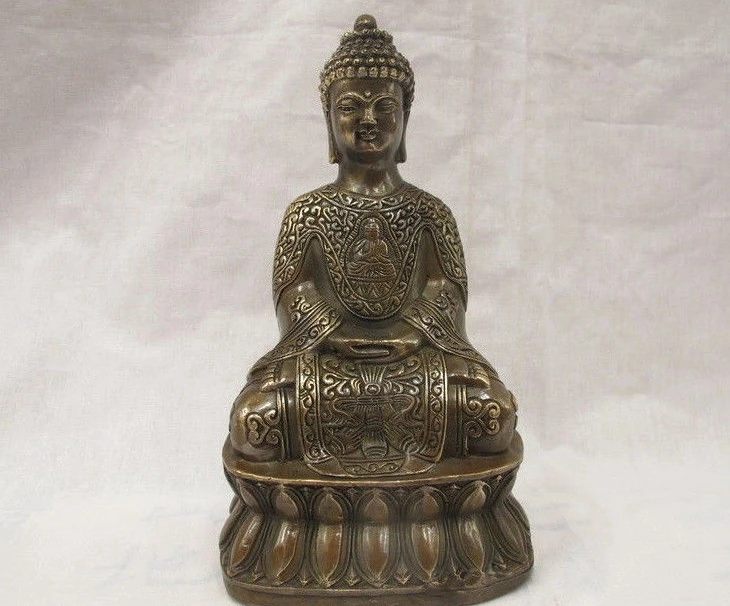 

6.5"Tibet Buddhism classic Bronze Copper Sakyamuni Amitabha Rulai Buddha Statue a(5.19)