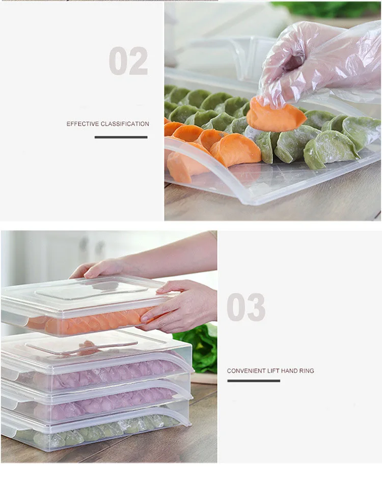 Бытовая удобство многослойная прозрачная коробка для хранения пельменей многофункциональная домашняя кухонная холодильная коробка для хранения продуктов