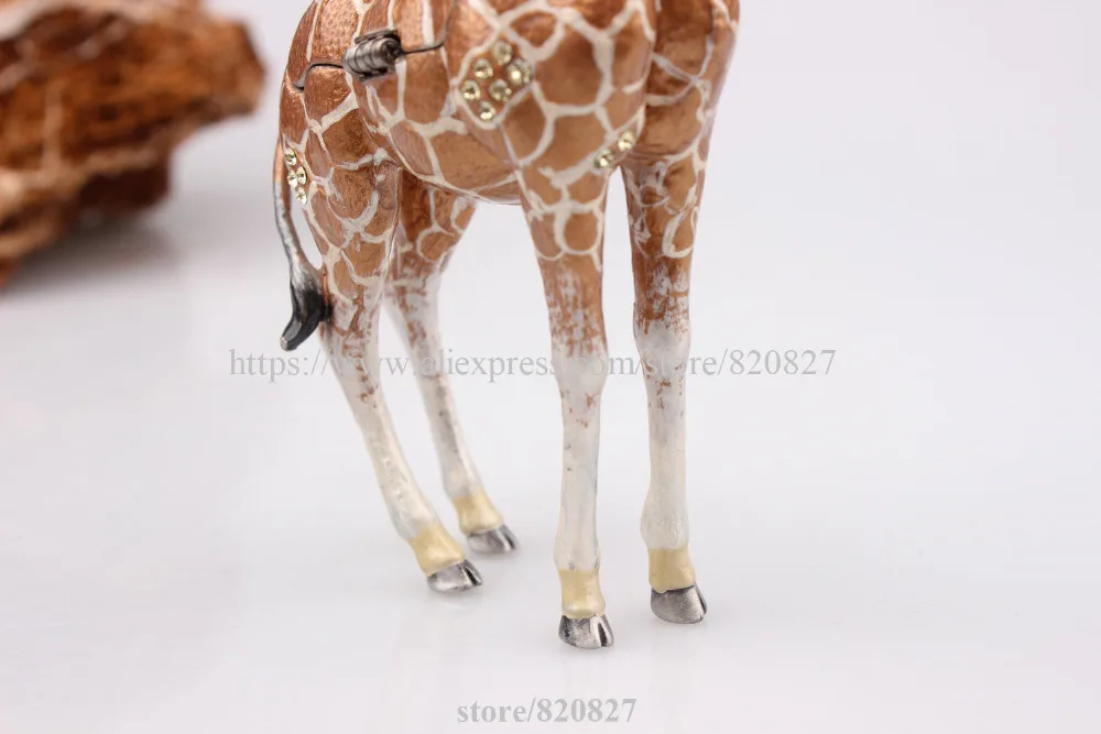 Винтажная подставка Giraff инкрустированная Ювелирная шкатулка с жирафом, украшенная кристаллами, коробка на память, металлический Жираф, домашняя статуя, статуэтка жирафа