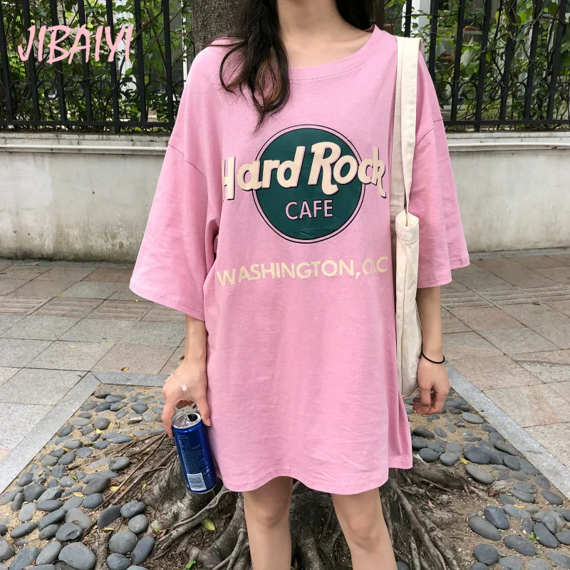 JIBAIYI Korean Style Loose Cool Print Half Sleeve T shirt Harajuku