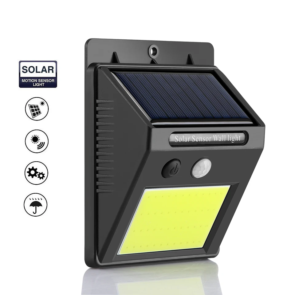 1pc Solar Light Outdoor Garden Security Led Solar Powered Panel Lamp Wall Lampada PIR Motion Sensor Waterproof IP65 Decorative