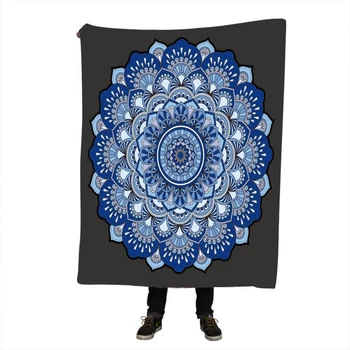 

Bohemian Blanket for Beds Floral Paisley Thin Quilt Sky Blue Mandala Bedspread 120x150cm Fleece Throw Blanket