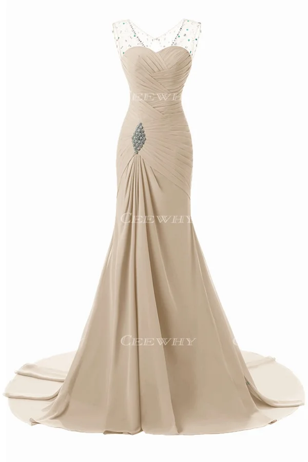 CEEWHY бирюзовое шифоновое вечернее платье платья для выпускного в деловом стиле Вечерние платья расшитые бисером платья vestidos mujer Robe de Soiree - Цвет: number 64 champagne