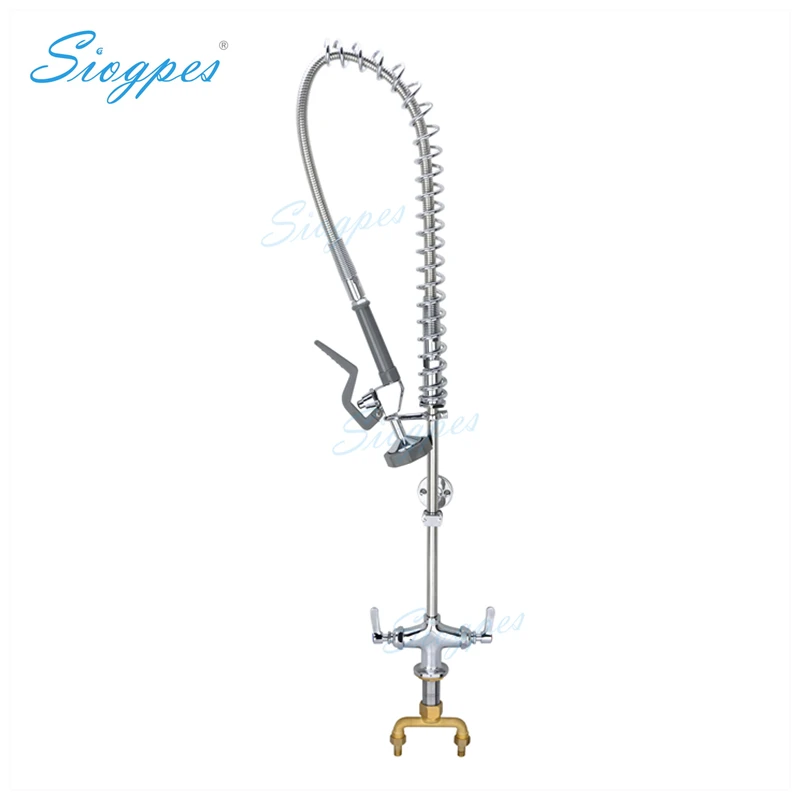 

4" 102mm Hot & Cold Deck Mounted Industrial Pre Rinse Faucet with Spray Valve for Commercial Kitchens Complete Unit