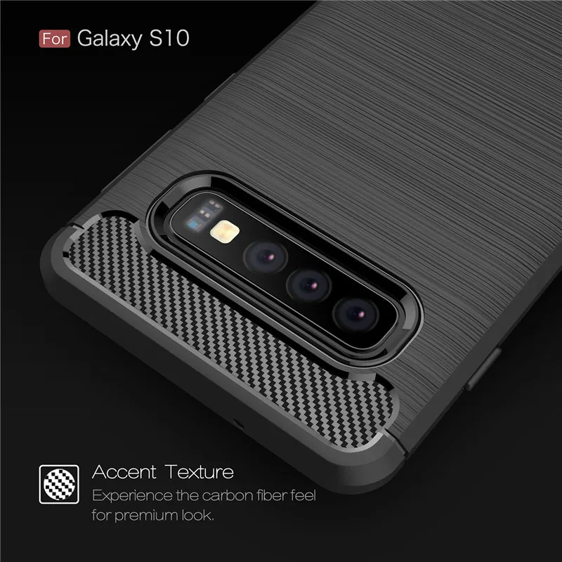 Чехол для Samsung S10 Galaxy S10e Plus силиконовый чехол из ТПУ и углеродного волокна мягкий