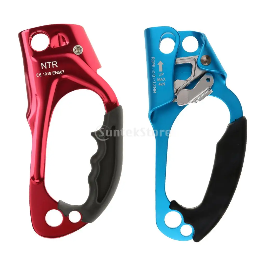 2 Pieces / Set Right + Left Hand Rope Ascender Climbing Ascension Clamp
