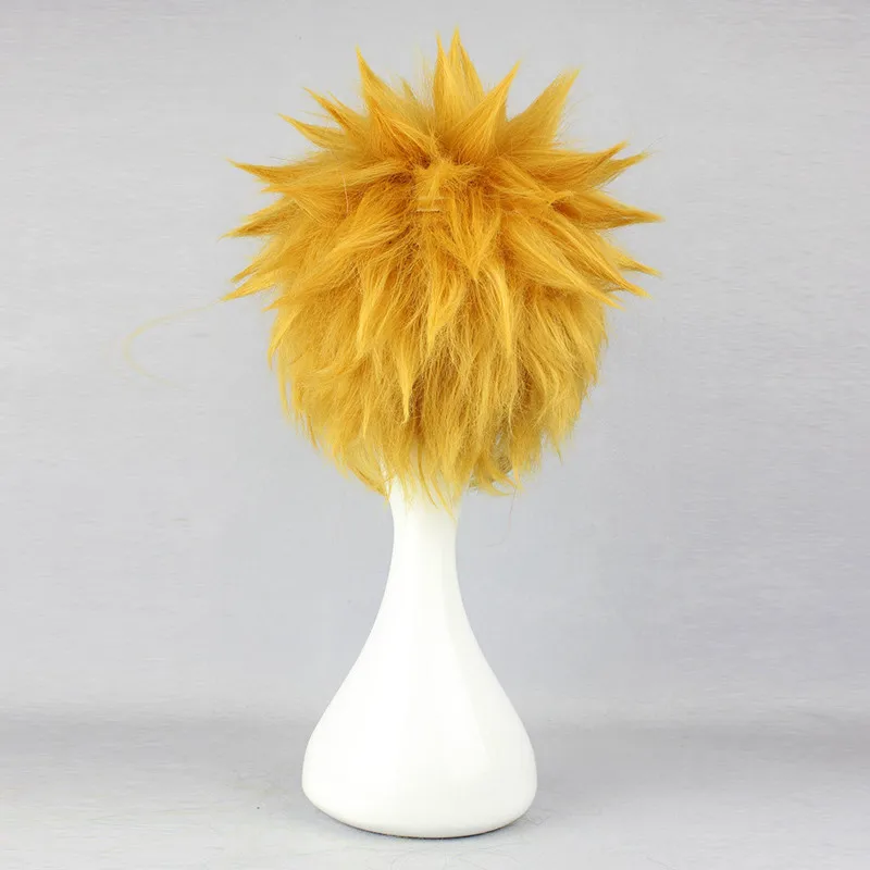 NARUTO Uzumaki Naruto 30cm Short Golden Yellow Spiky Hair for Man Boys Heat Resistant Cosplay Costume Wig+ Headband