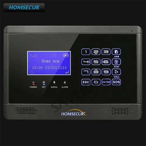 HOMSECUR lcd Беспроводная GSM сигнализация для дома и офиса с автоматическим набором, основная панель для наших 433 МГц GSM сигнализация YA08 - Цвет: Alarm Main Panel