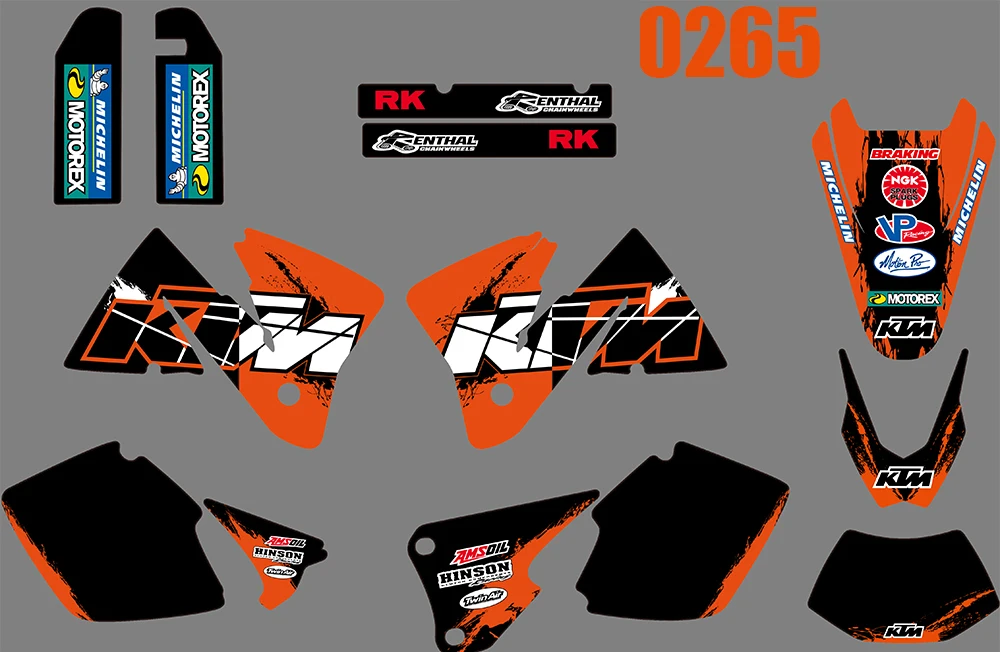 

0265 NEW TEAM GRAPHICS WITH MATCHING BACKGROUNDS For KTM EXC 2001 2002