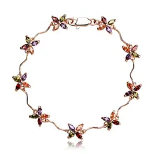 18KGP Summer Flower Crystal Anklet Made With SWA Elements Women’s Designer Jewelry Free Shipping (CA002)