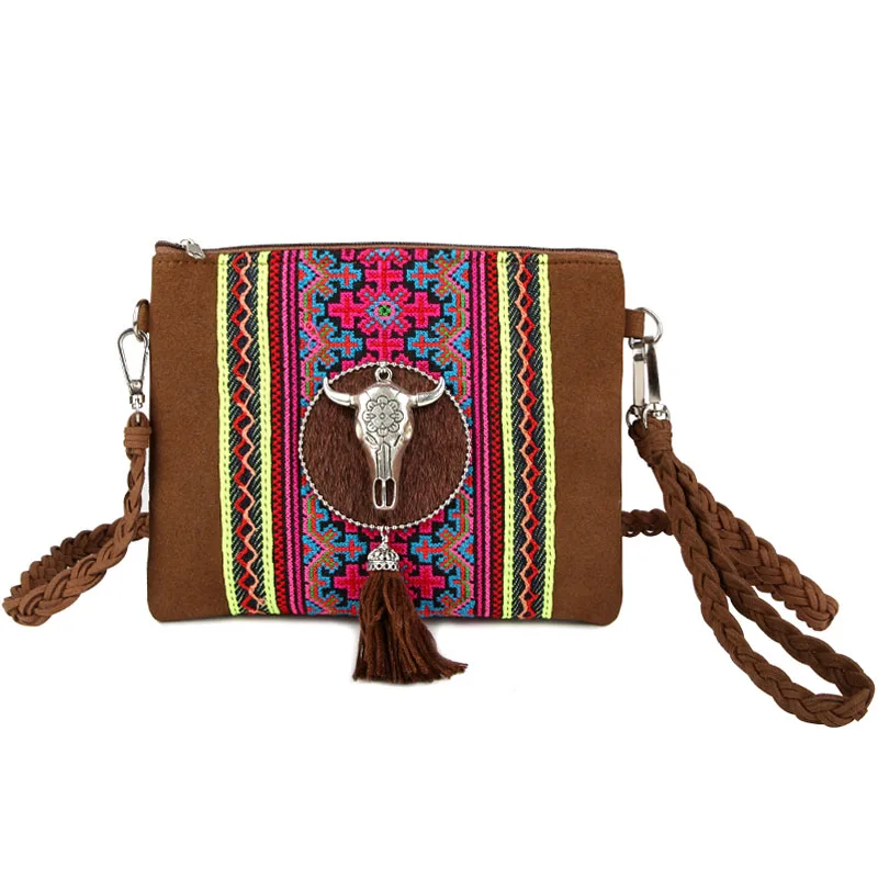 Этническая сумка-мессенджер с кисточками, модная ручная работа, вышивка, сумки через плечо для женщин, богемная Женская сумочка, Bolso XA5B - Цвет: Design 8