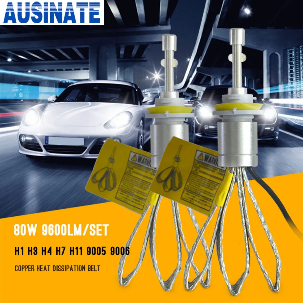 Super Bright Led Lamp H11 80W 9600lm H8 H9 H11 Led Headlight 6000K