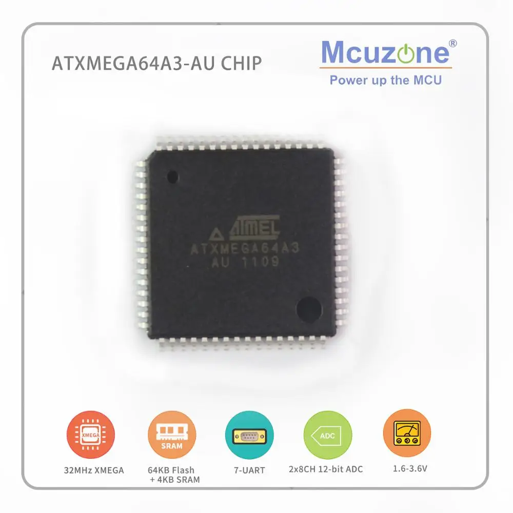 

atxmega64a3 au chip uart AVR ATMEL xmega64A3 64A3 atxmega64 A3