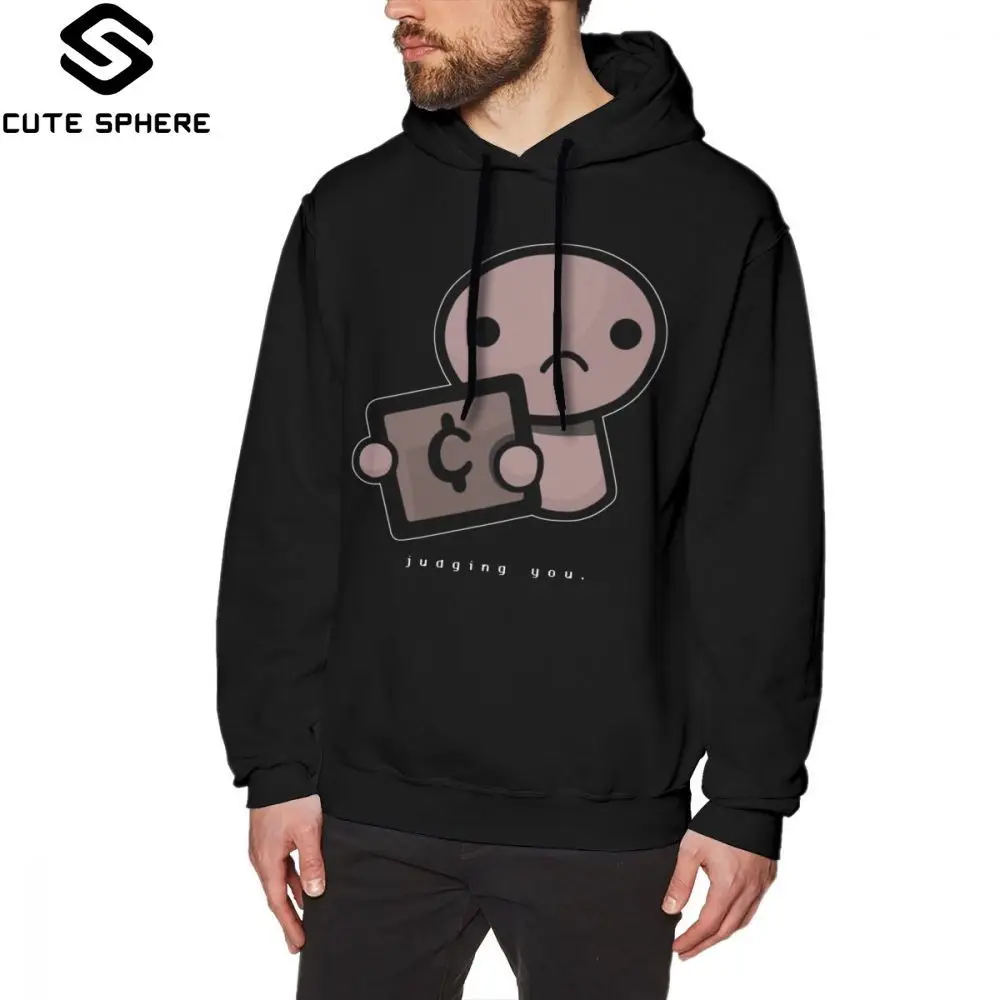 

The Binding Of Isaac Hoodie Judging You Dark Background Hoodies Long Length XXL Pullover Hoodie Outdoor Grey Cotton Male Hoodies