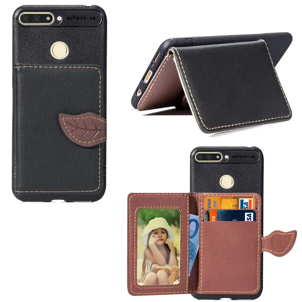 

Leather Back Wallet Cover Case for Huawei Y6 Y7 2018 Mate 10 P20 Lite Plus Nova 2i 3E Enjoy 7S 8E P Smart Honor 6A Pro 7