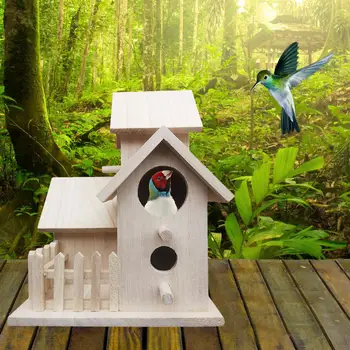 

DIY Bird Nest Villa Bird House Feeding Outdoor Hanging Breeding Home Decoration