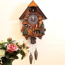 Kairos modern wooden wall cuckoo clock fashion rustic mute photoswitchable timekeeping for childern kids room decoration