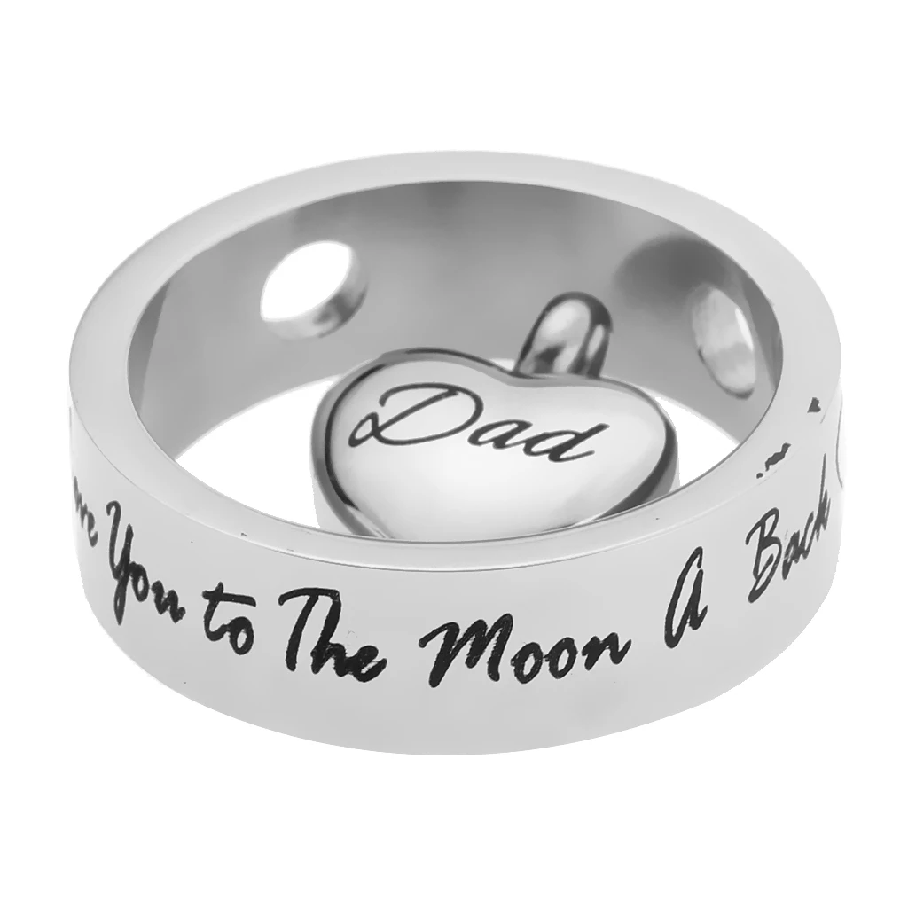 Round Loop Heart I Love You to the Moon and Back Stainless Steel Urn Pendant Memorial Keepsake Jewelry