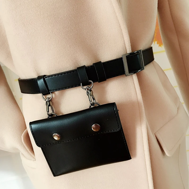

New Vintage PU Leather Waist belts Bag decoration Women leisure Waist Pack Travel Belt Wallets accessories