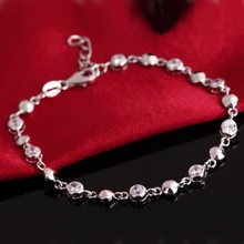 Классический Настоящее чистое серебро 925 пробы кубический цирконий браслет ювелирные изделия браслеты браслет женский