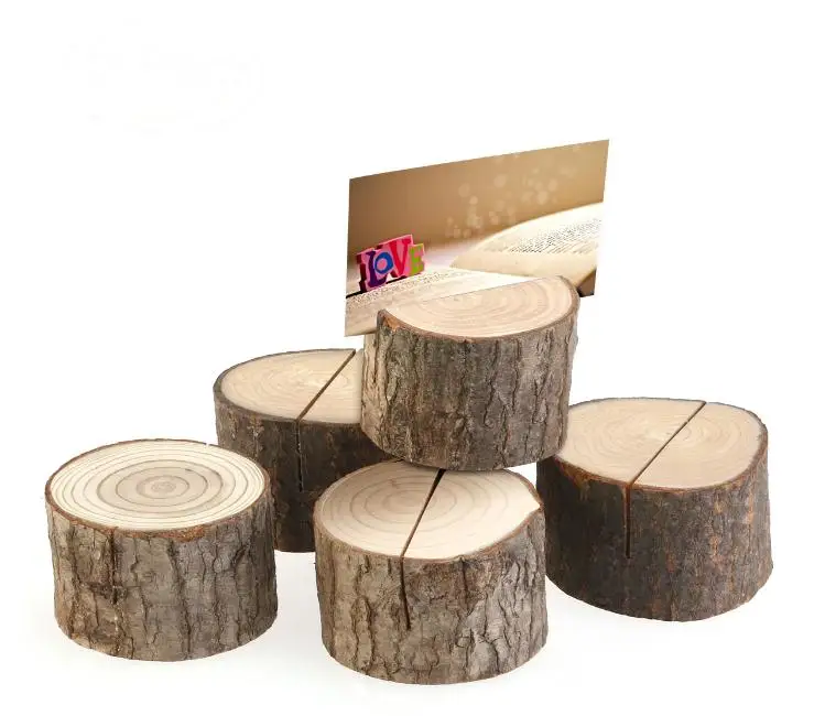 

500pcs Tree stump craft place card holder Rustic style seat folder photo clip Wedding natural wooden decorate SN400