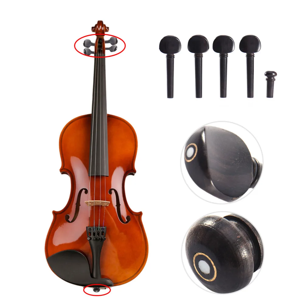 High Quality Violin Use 4 /4 Ebony Violin Tuning Pegs Endpin Set Useful
