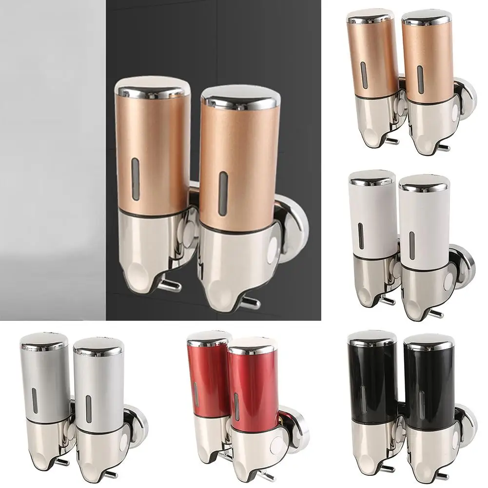 

1000ml Wall Mounted Stainless Steel Double Liquid Soap Dispenser Bathroom Basin Sanitizor Dispenser Hand Pump Liquid Container