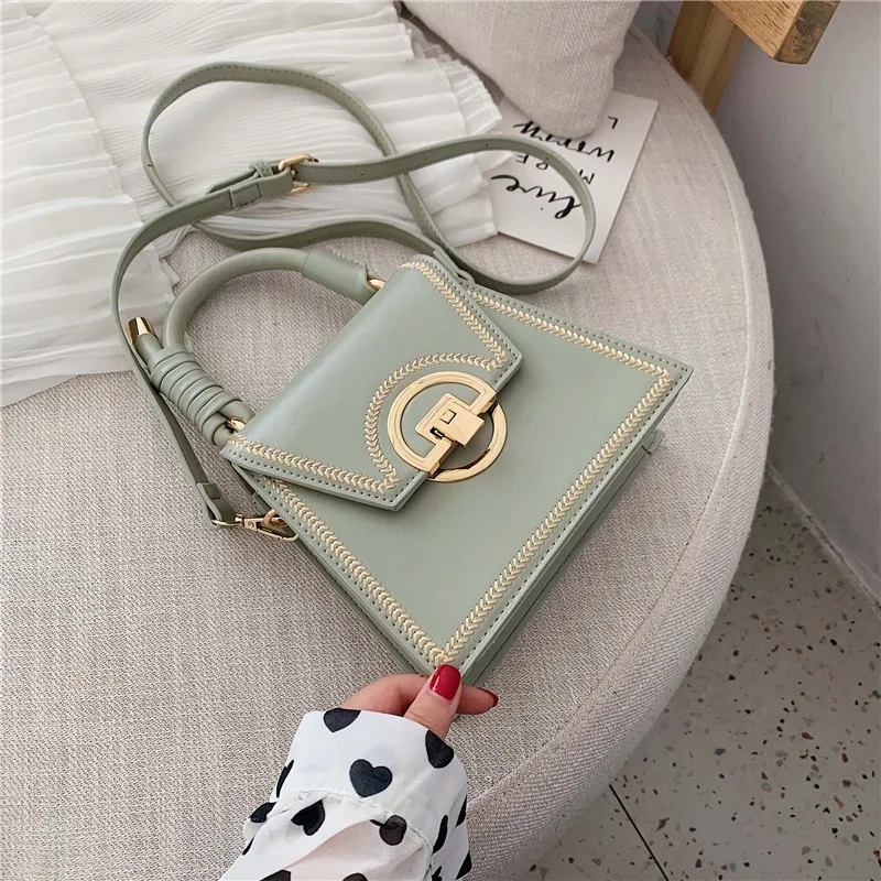 

Luxury Brand Small Square bag 2019 Summer New Chic Women's Designer Handbag and Clutch Ins Lock Shoulder Messenger Bags Green