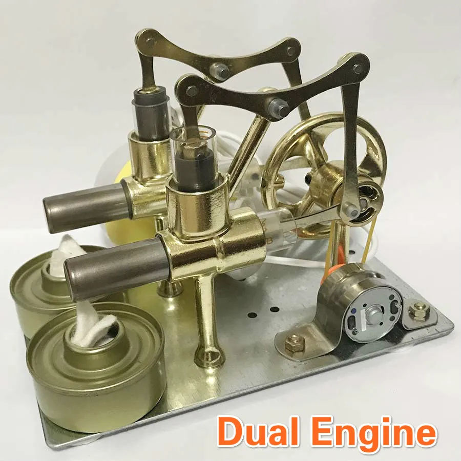 

Double-cylinder Micro DIY Stirling Engine External Combustion Engine School Demonstration Early Learning Education Toys for Kids