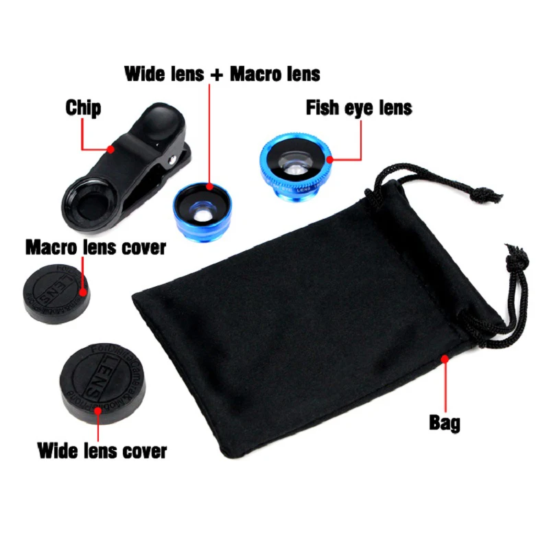 Универсальный Рыбий глаз 3 в 1 объектив камеры смартфона Широкоугольный макро объектив мобильного телефона для iPhone 7 6 5 4 8 Plus Xiaomi huawei