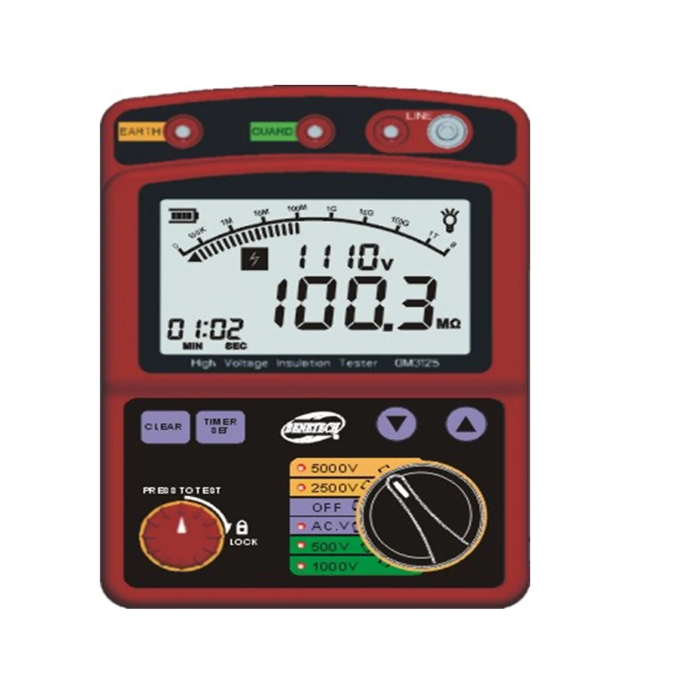 Высокое напряжение 5KV тестер сопротивления изоляции Megohmmeter 1 T Ом DAR PI GM3125