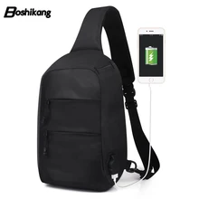 Boshikang, трендовая мужская сумка на лямках, USB зарядка, мужская сумка, повседневная, на каждый день, нагрудная сумка для мальчика, подростка, 9,7 дюймов, Ipad, рюкзак, мужская сумка через плечо
