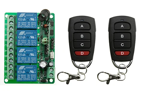 

Система беспроводного дистанционного управления teleswitch, 12 В постоянного тока, 4 канала, 2 передатчика + 1 приемник, универсальные ворота, дистанционное управление/радиоприемник