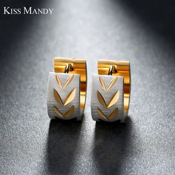 

KISS MANDY Stud Earrings Stainless Steel Gold- color Hiphop Rock Female Jewelry Wholesale Birthday Gift FE13