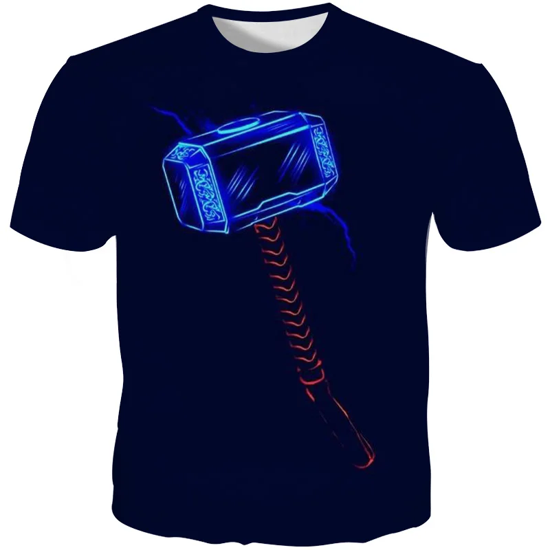 

YOUTHUP 3D Printed Men's t shirts Thor Mjolnir Printed Fashion Design Top Tees Summer Short Sleeve t shirts