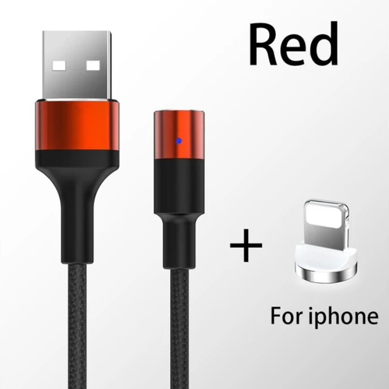 Магнитный usb-кабель 3A для iPhone, Micro USB type-C, кабель для быстрой зарядки, Магнитный зарядный кабель Micro usb, USB C для samsung, Xiaomi - Тип штекера: Red for iPhone