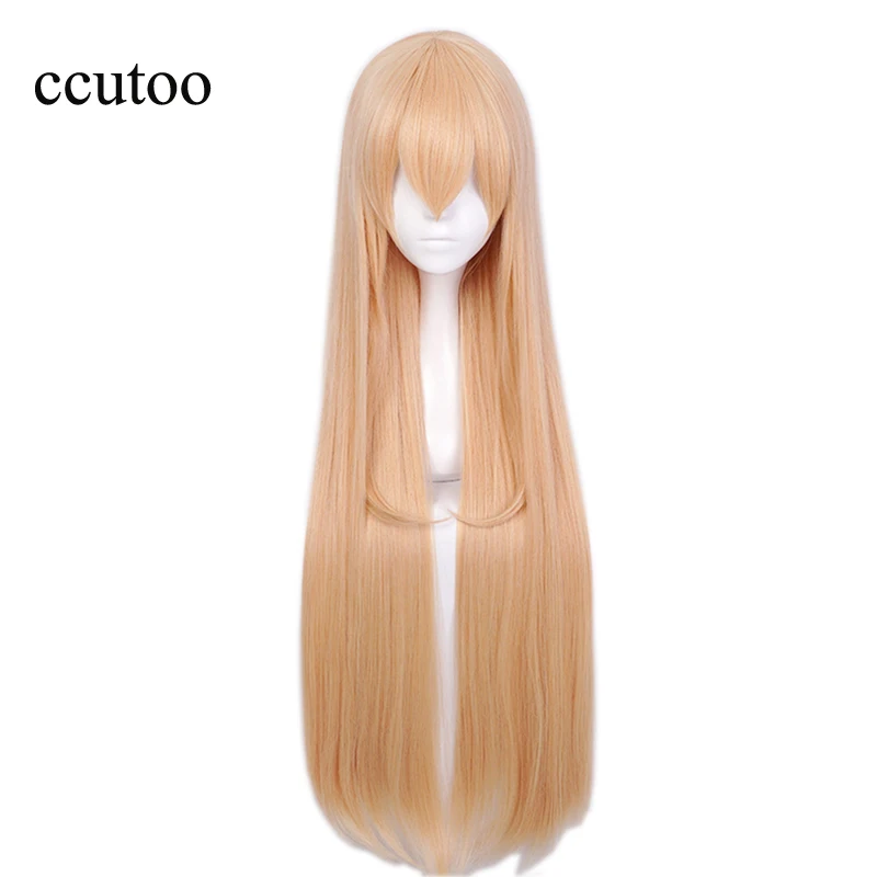 

Himouto! Umaru-chan Doma Umaru Cosplay Wig Synthetic Hair Light Orange 100cm Long Straight Halloween Costume Play Wigs + Cap